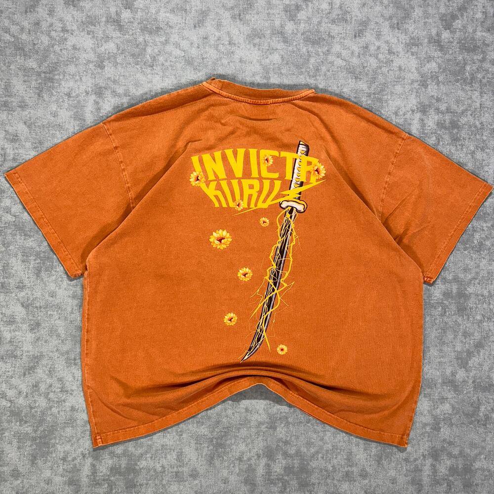 Invicta Kuru Anime x Gym Katana Lightning Graphic T Shirt Orange Mens XL Workout